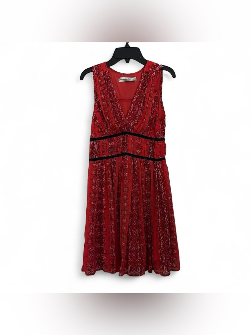 Abercrombie & Fitch Sleeveless Red V-Neck Floral Boho Dress
